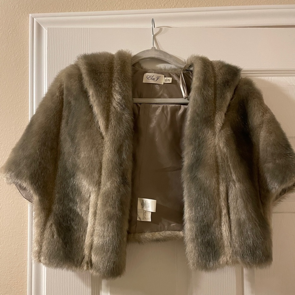 Eliza J Faux Fur Cape - Brown